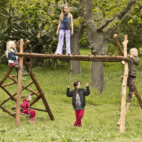 Jungle Gym: Model-C wooden jungle gym with monkey bars