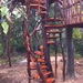 wooden ladder into treehouse